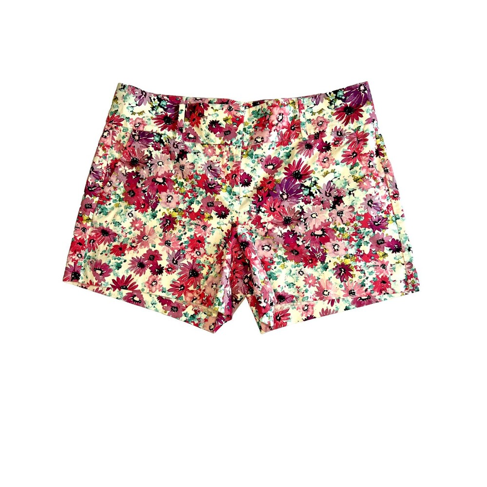 Ann Taylor Signature Women’s Size 10 Pink Floral Print Flat Front Shorts Belted
